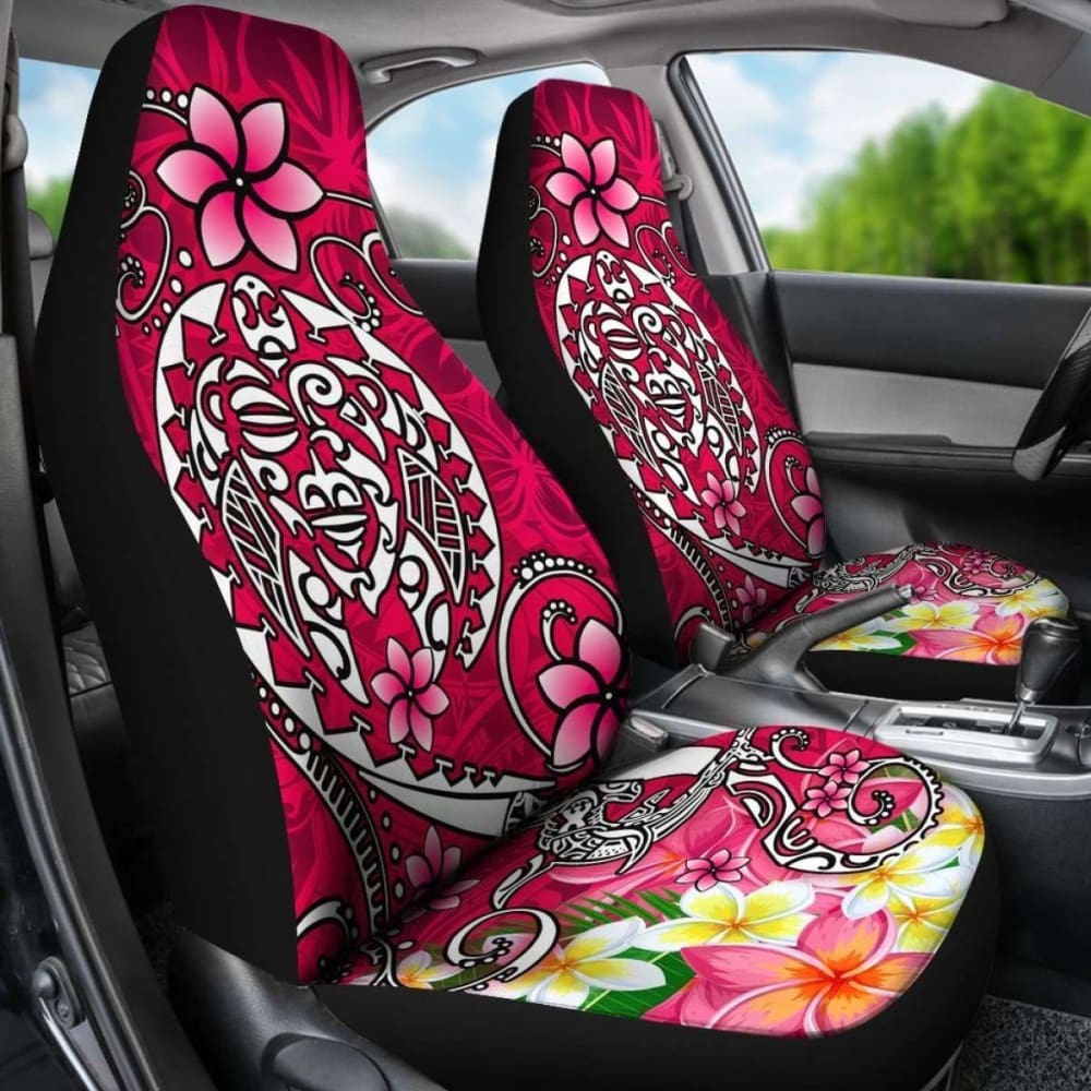 Polynesian Car Seat Covers - Turtle Plumeria Pink Color - 091114 - YourCarButBetter