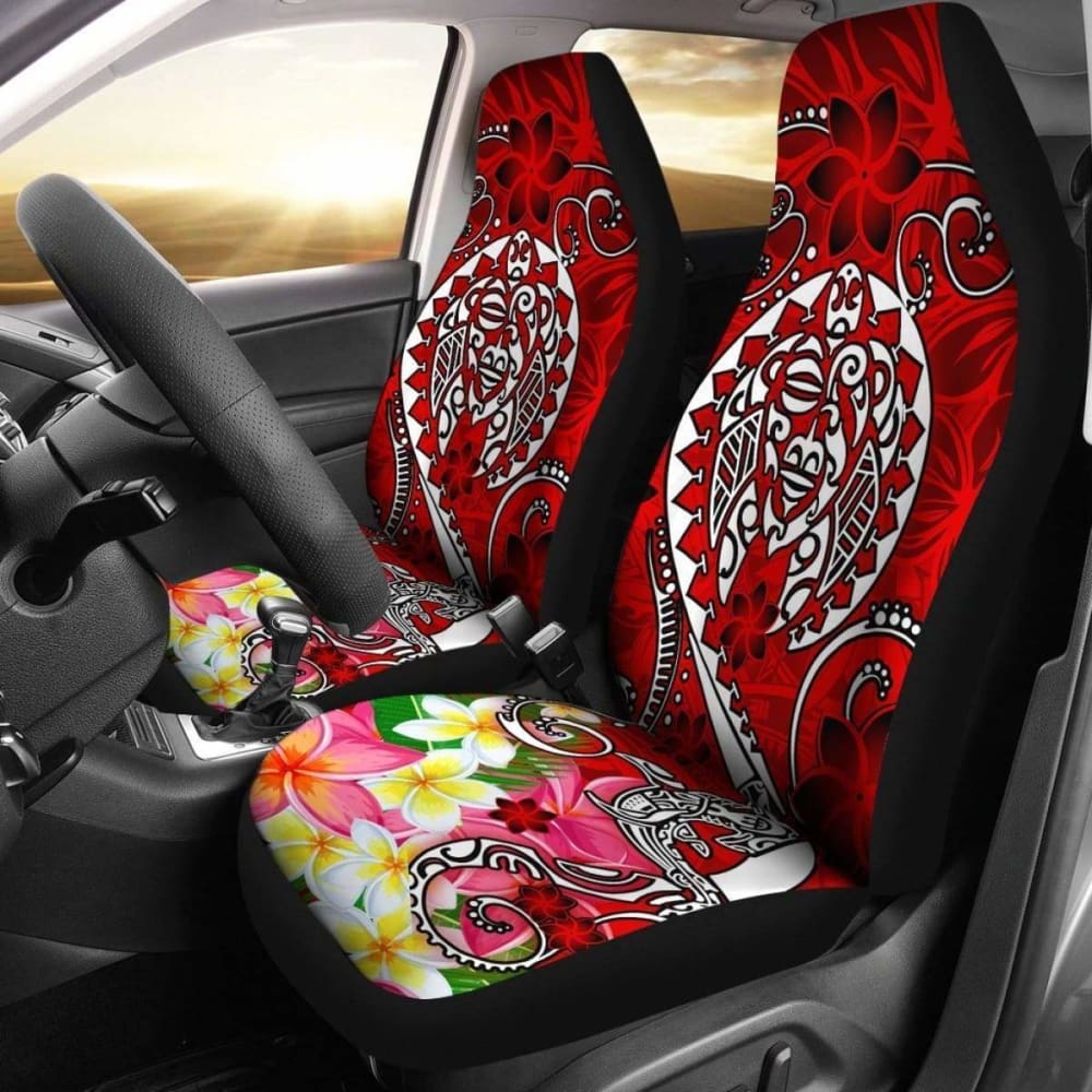 Polynesian Car Seat Covers - Turtle Plumeria Red Color - 091114 - YourCarButBetter