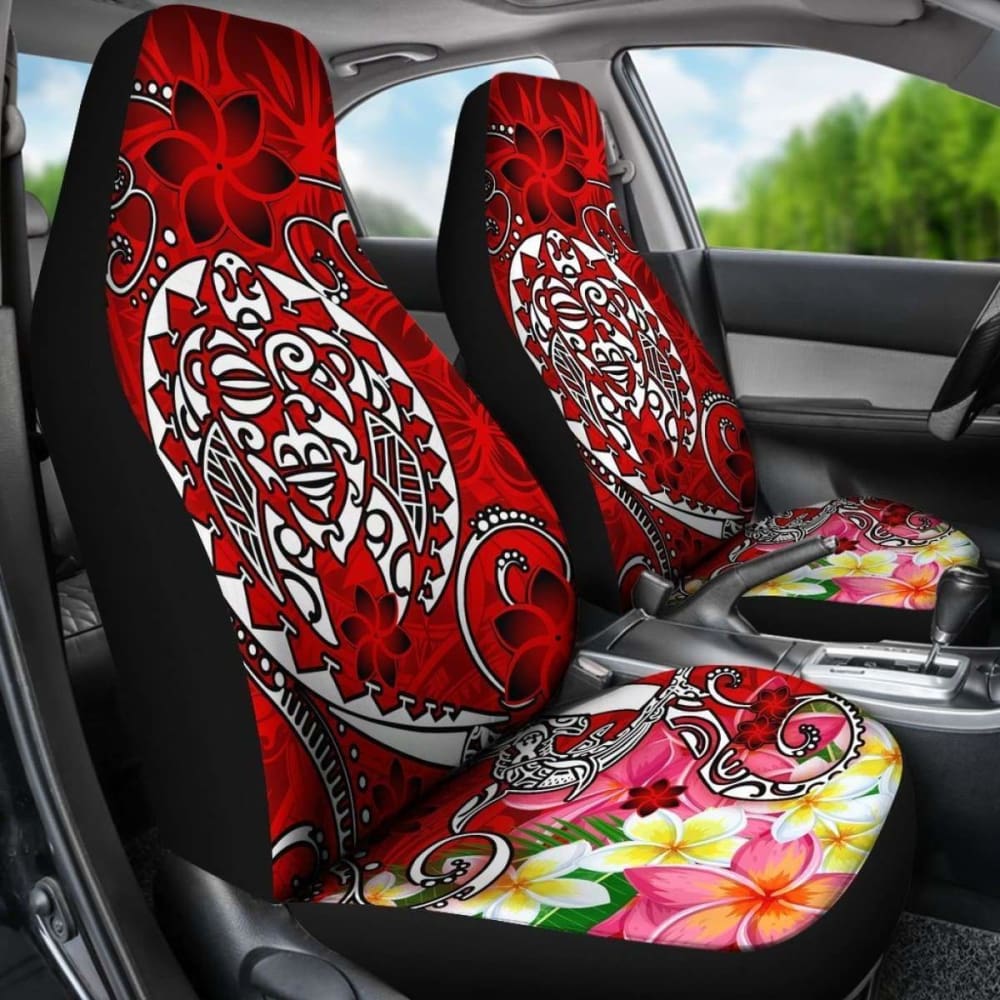 Polynesian Car Seat Covers - Turtle Plumeria Red Color - 091114 - YourCarButBetter