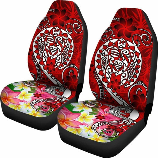 Polynesian Car Seat Covers - Turtle Plumeria Red Color - 091114 - YourCarButBetter