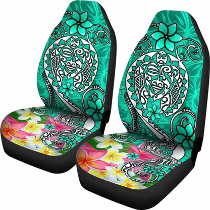 Polynesian Car Seat Covers - Turtle Plumeria Turquoise Color - 091114 - YourCarButBetter