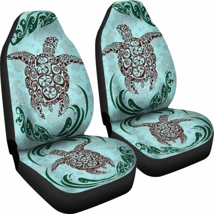 Polynesian Car Seat Covers - Turtle Tattoo Green Wave - 105905 - YourCarButBetter