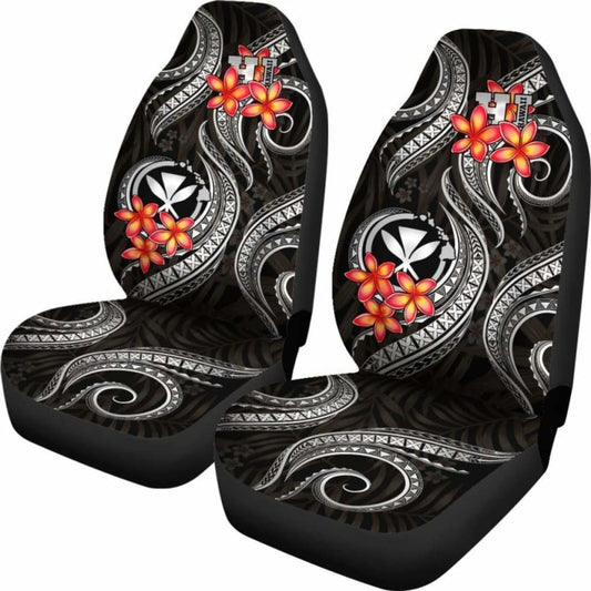 Polynesian Hawaii Car Seat Covers - Black Plumeria - 105905 - YourCarButBetter