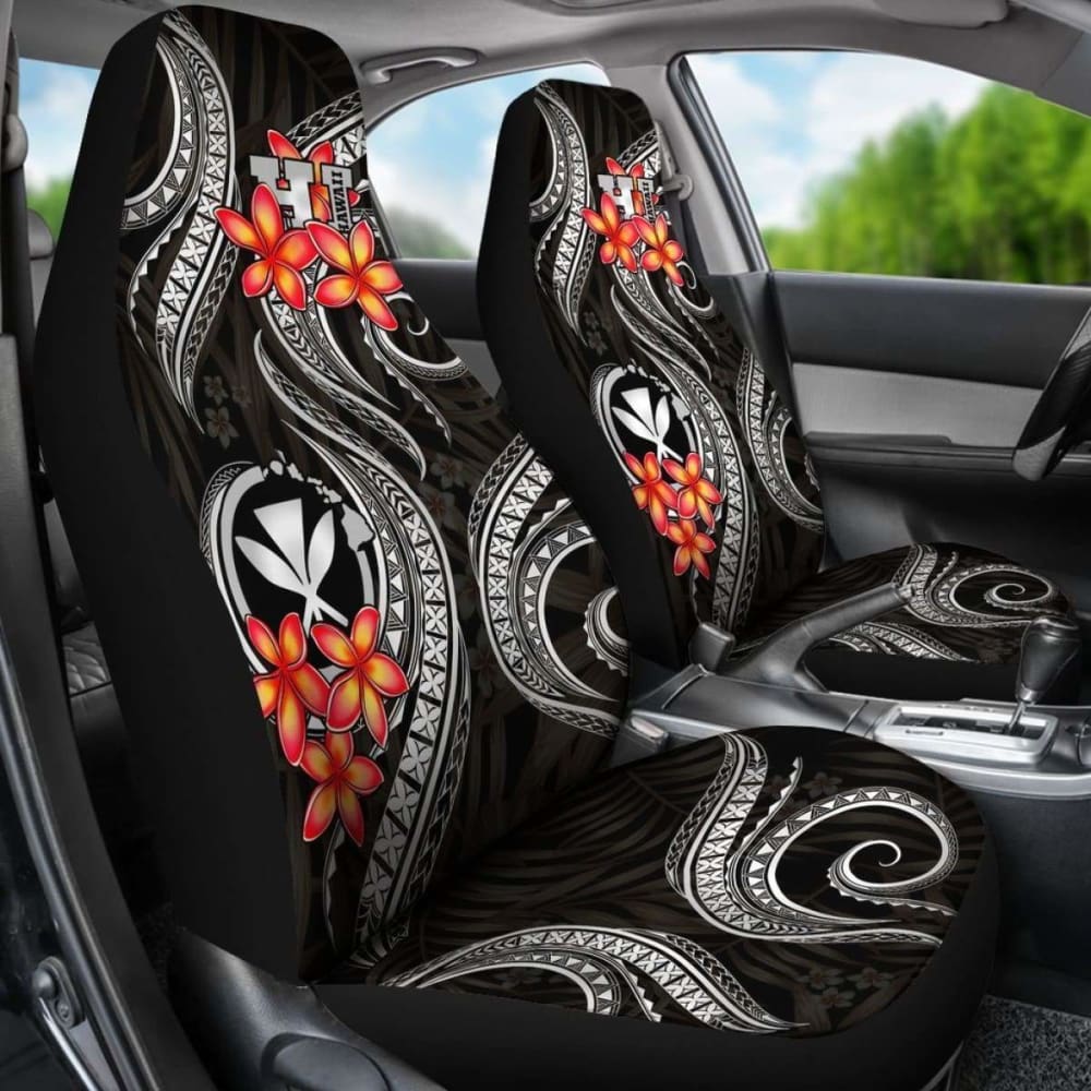 Polynesian Hawaii Car Seat Covers - Black Plumeria - 105905 - YourCarButBetter