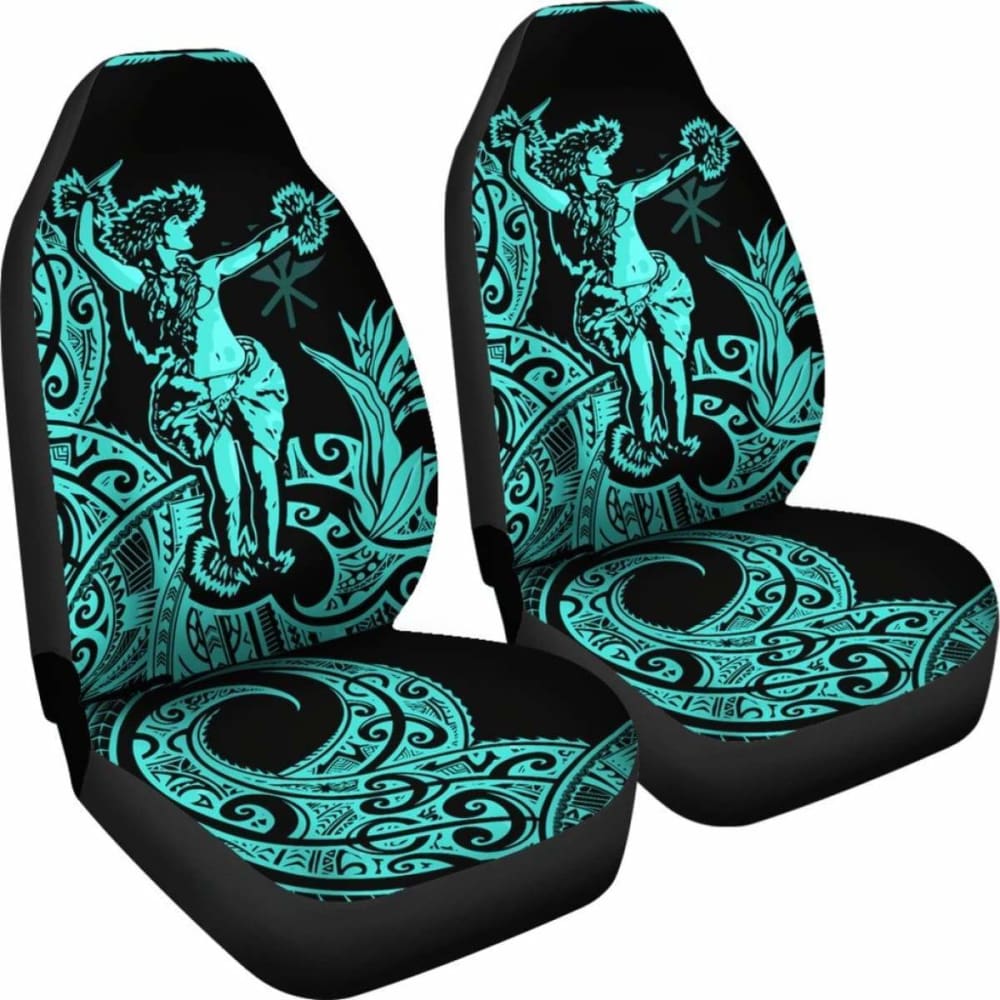 Polynesian Hawaii Car Seat Covers - Hula Girl Neon Blue - 153908 - YourCarButBetter
