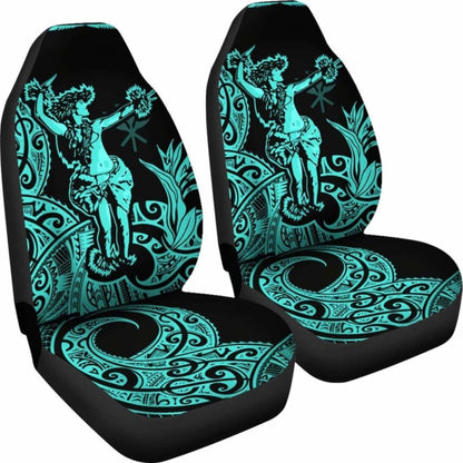Polynesian Hawaii Car Seat Covers - Hula Girl Neon Blue - 153908 - YourCarButBetter