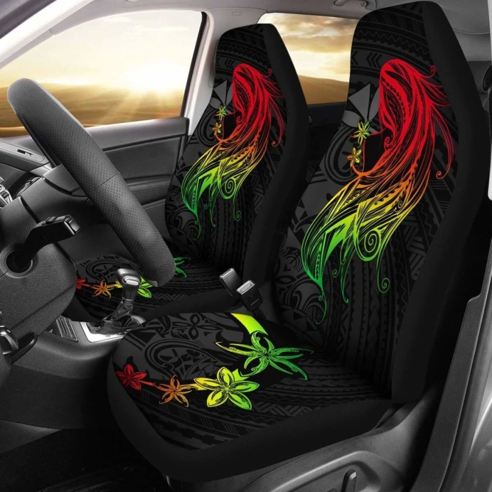 Polynesian Hawaii Car Seat Covers - Kanaka Maoli Girl Hair Plumeria - 105905 - YourCarButBetter