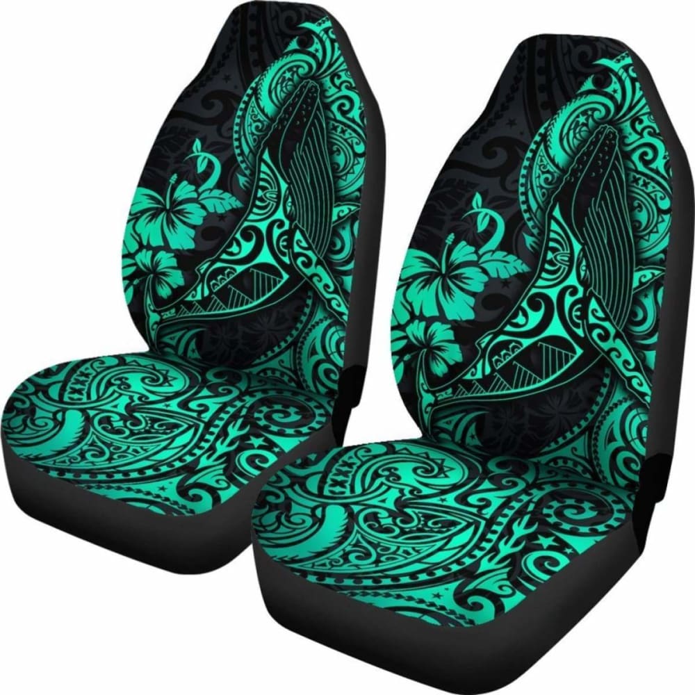 Polynesian Hawaii Car Seat Covers - Polynesian Turquoise Humpback Whale - 102802 - YourCarButBetter