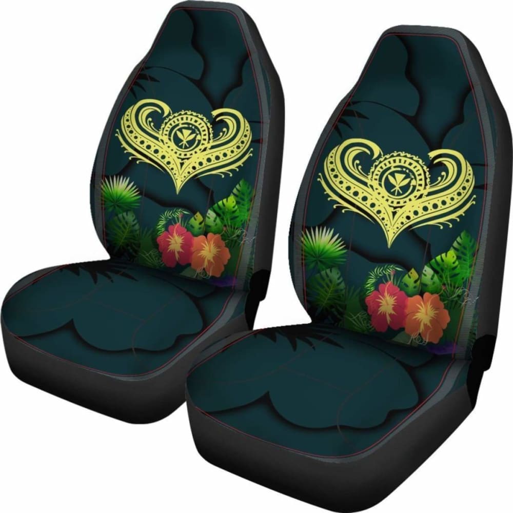 Polynesian Hawaii Kanaka Maoli Car Seat Cover - Heart With Hibiscus - 232125 - YourCarButBetter