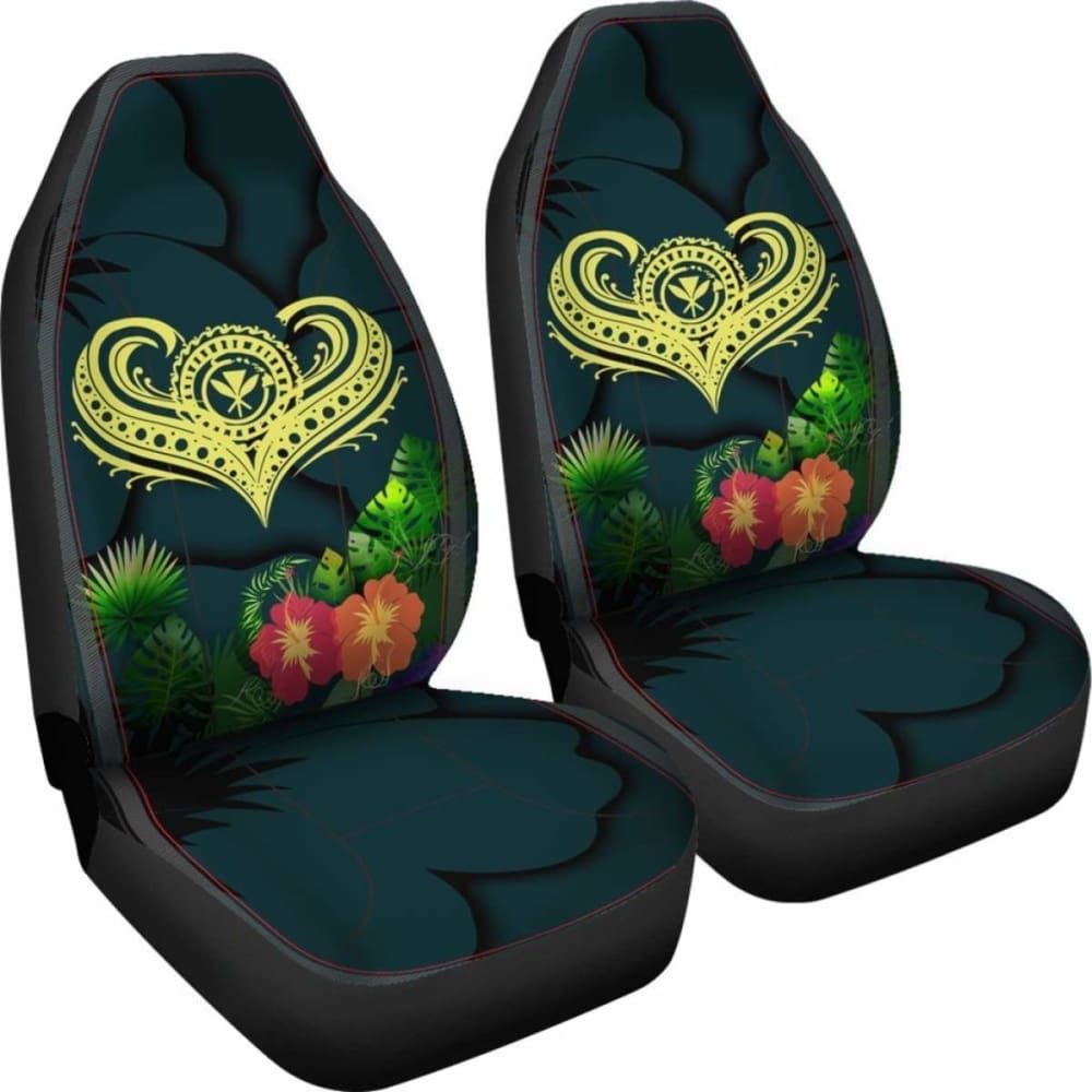 Polynesian Hawaii Kanaka Maoli Car Seat Cover - Heart With Hibiscus - 232125 - YourCarButBetter