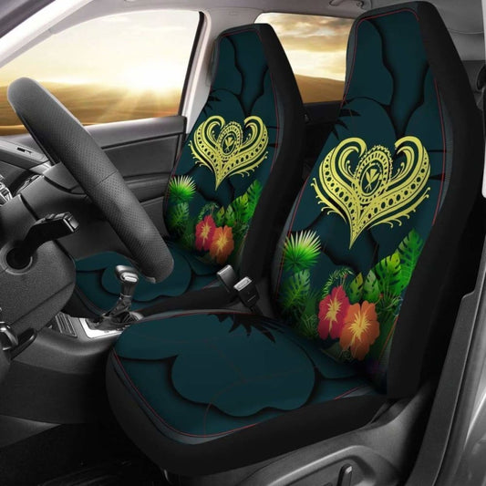 Polynesian Hawaii Kanaka Maoli Car Seat Cover - Heart With Hibiscus - 232125 - YourCarButBetter