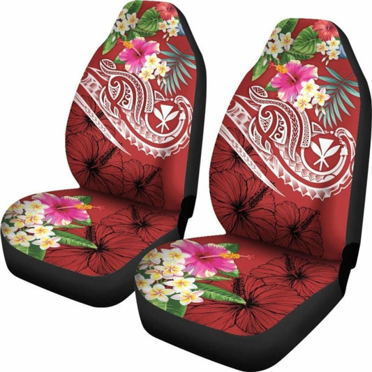 Polynesian Hawaii Kanaka Maoli Car Seat Covers - Summer Plumeria (Red) - 105905 - YourCarButBetter
