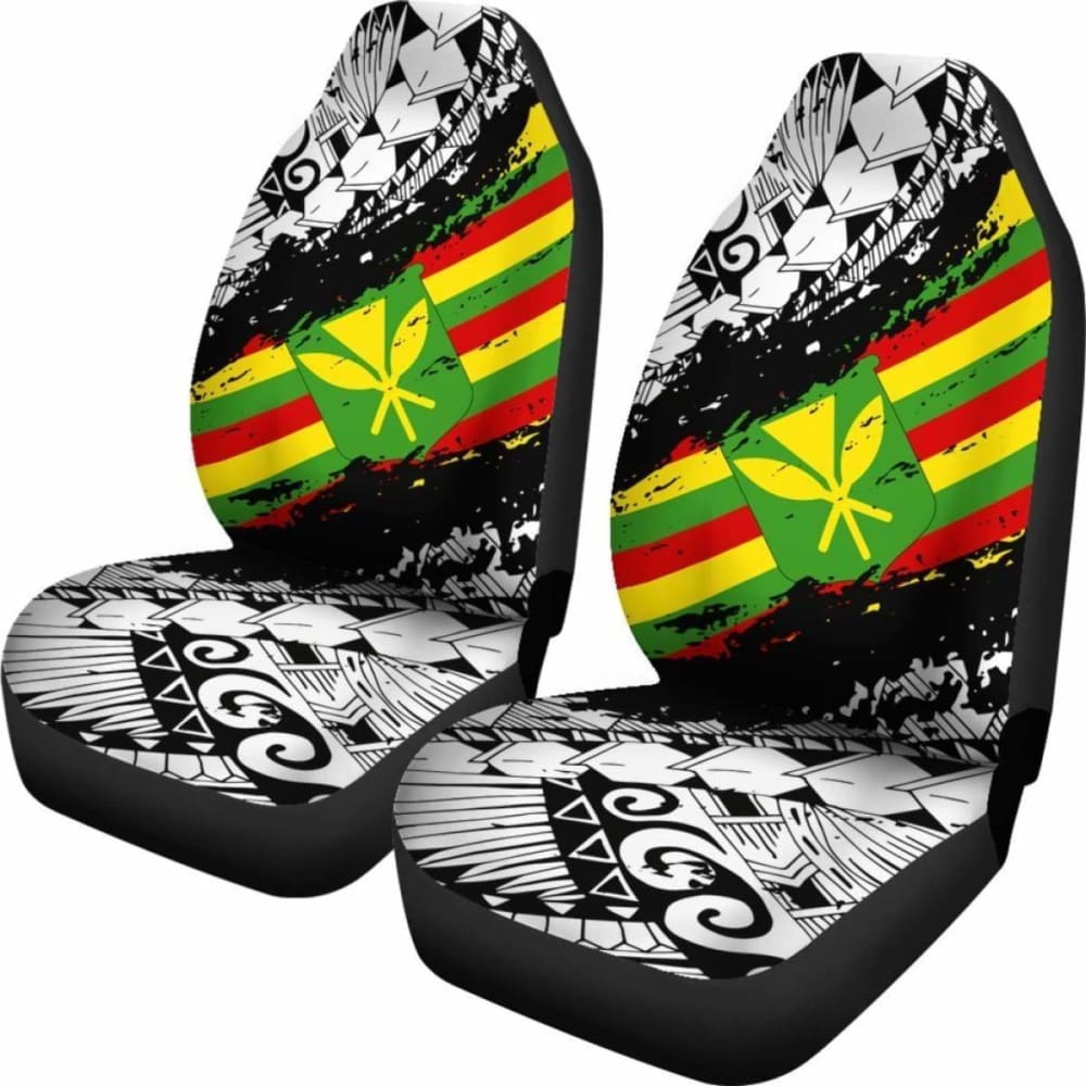 Polynesian Kanaka Flag Car Seat Covers - Nora Style - White - Amazing 105905 - YourCarButBetter
