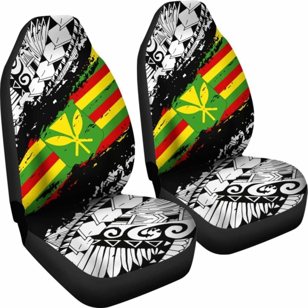 Polynesian Kanaka Flag Car Seat Covers - Nora Style - White - Amazing 105905 - YourCarButBetter