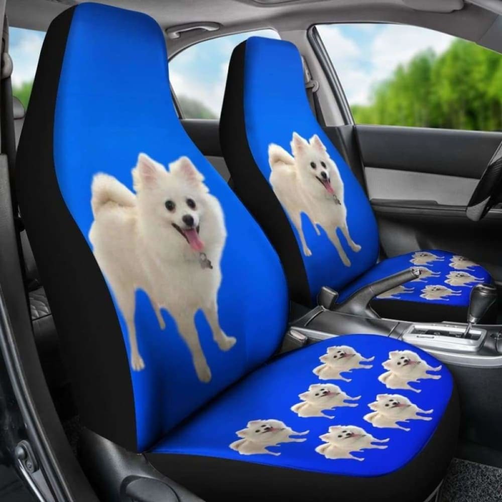 Pomeranian Car Seat Covers White 195016 - YourCarButBetter