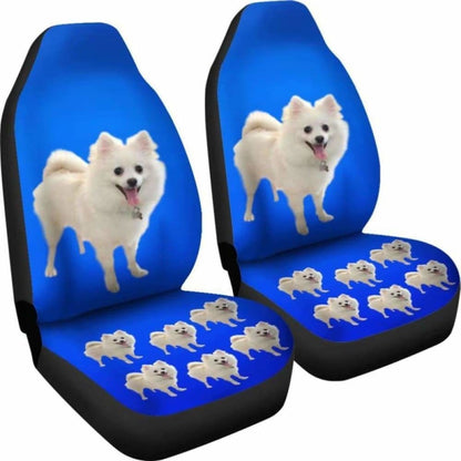 Pomeranian Car Seat Covers White 195016 - YourCarButBetter