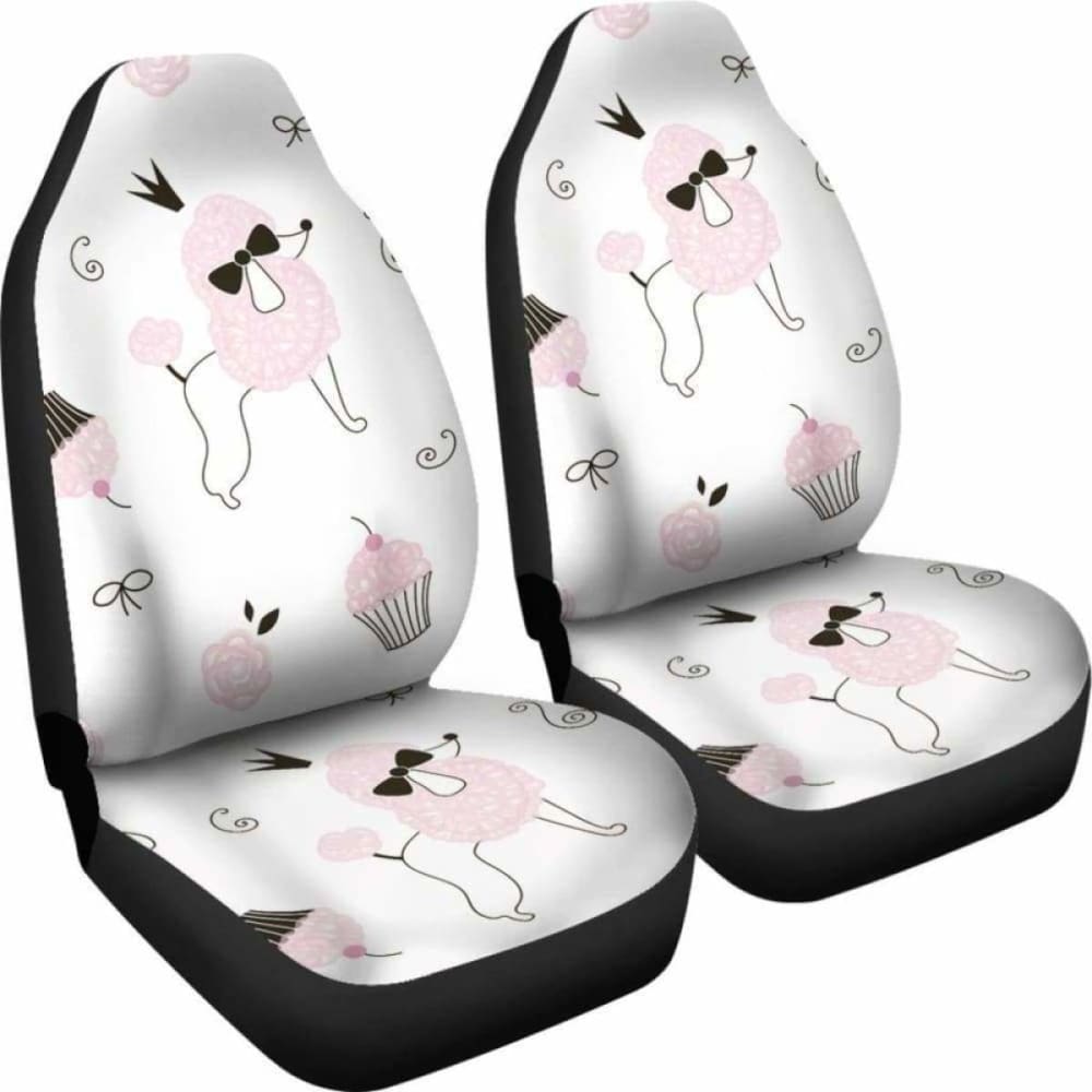 Poodle Art Patterns In White Theme Car Seat Covers 110424 - YourCarButBetter