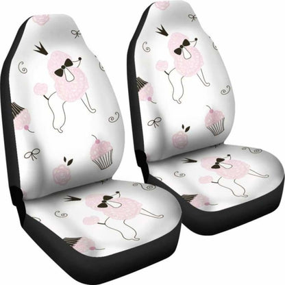 Poodle Art Patterns In White Theme Car Seat Covers 110424 - YourCarButBetter