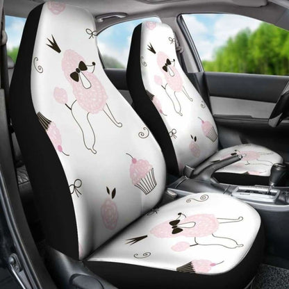 Poodle Art Patterns In White Theme Car Seat Covers 110424 - YourCarButBetter