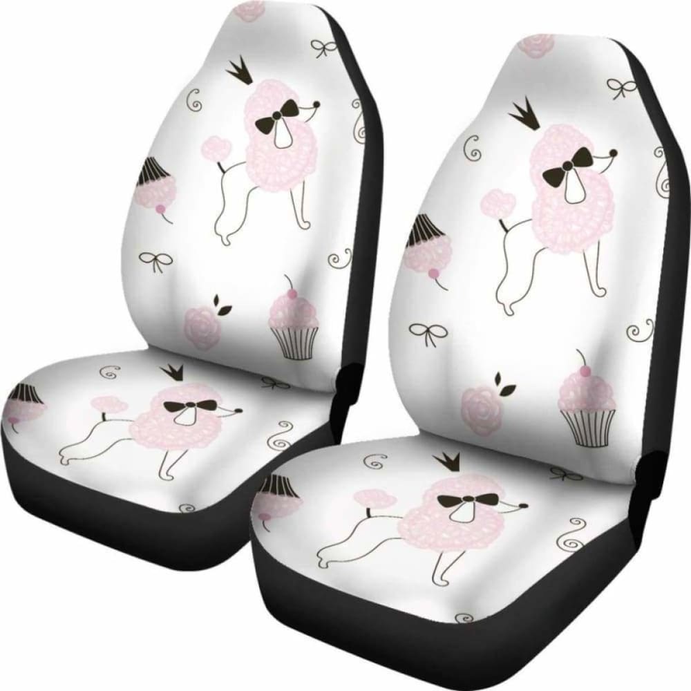 Poodle Art Patterns In White Theme Car Seat Covers 110424 - YourCarButBetter