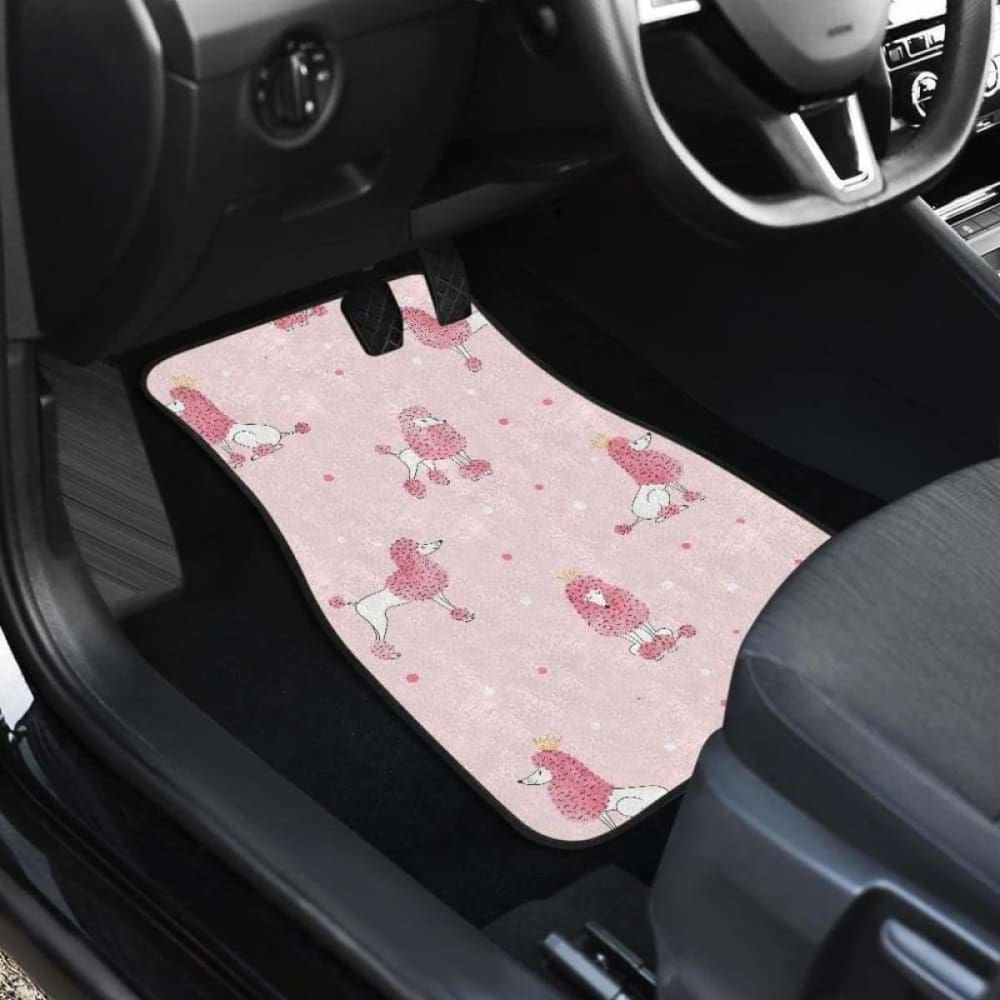 Poodle Dog Pink Color Theme Front And Back Car Mats 110424 - YourCarButBetter