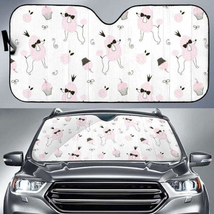 Poodle Dog Rose Cake Pattern Car Auto Sun Shades 172609 - YourCarButBetter