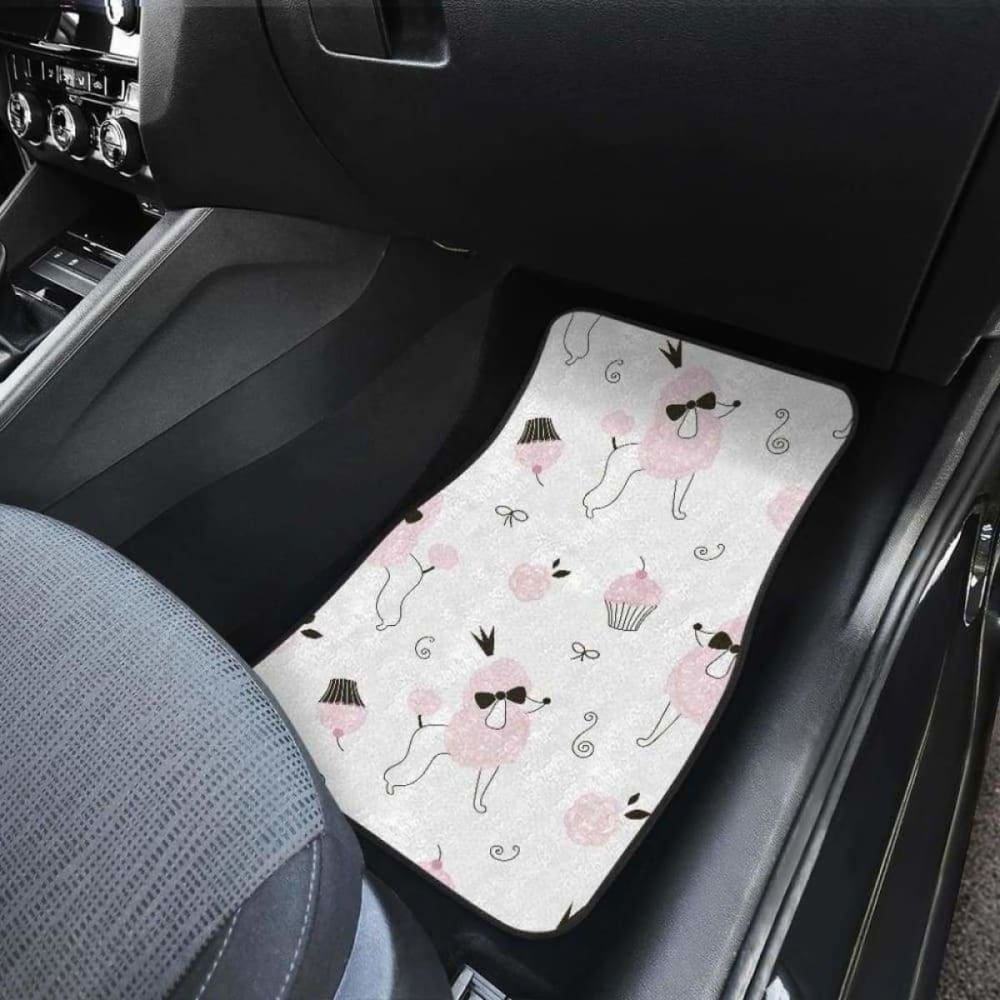 Poodle Dog Rose Cake Pattern Front And Back Car Mats 110424 - YourCarButBetter