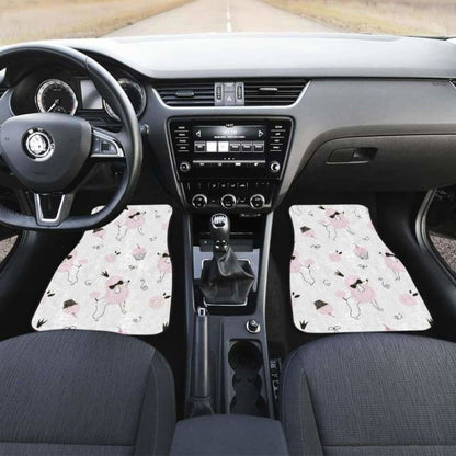 Poodle Dog Rose Cake Pattern Front And Back Car Mats 110424 - YourCarButBetter