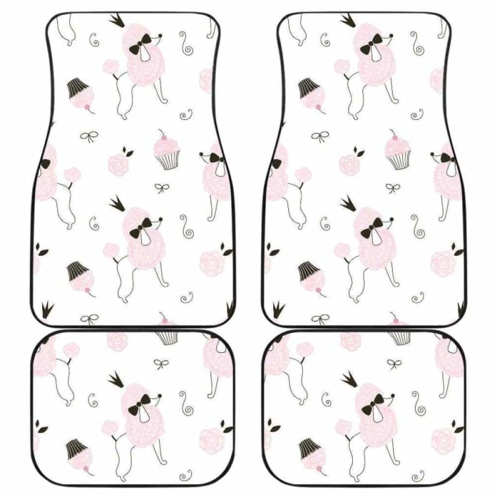 Poodle Dog Rose Cake Pattern Front And Back Car Mats 110424 - YourCarButBetter