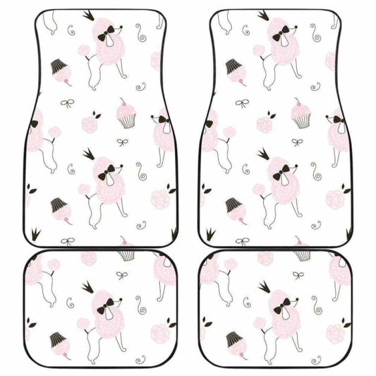 Poodle Dog Rose Cake Pattern Front And Back Car Mats 110424 - YourCarButBetter
