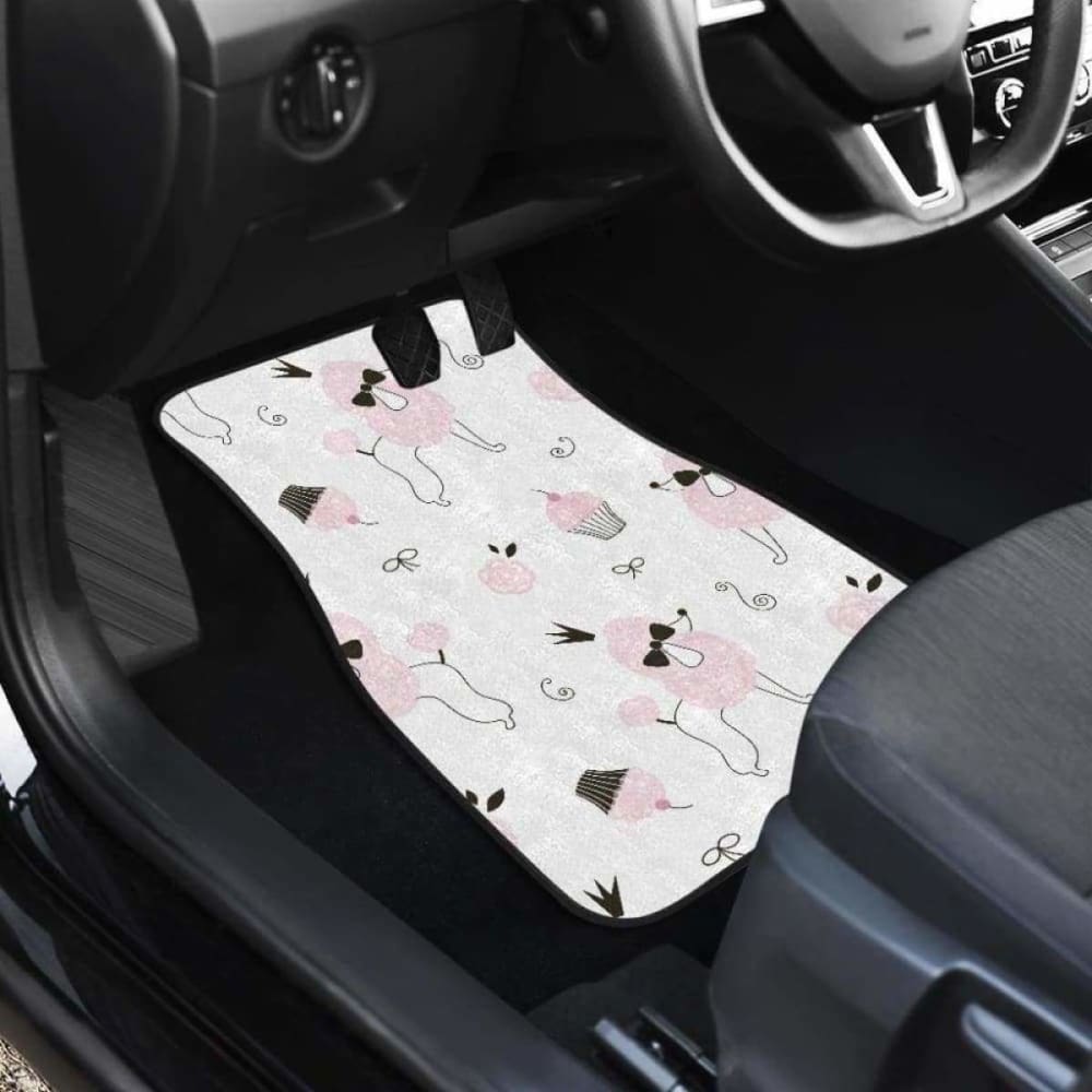 Poodle Dog Rose Cake Pattern Front And Back Car Mats 110424 - YourCarButBetter