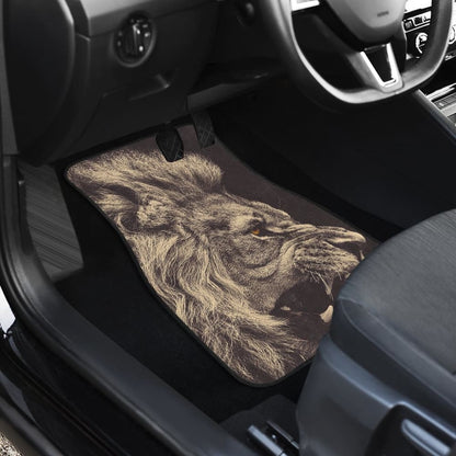 Powerful Angry White Lion Car Floor Mats Gift Ideas 212701 - YourCarButBetter