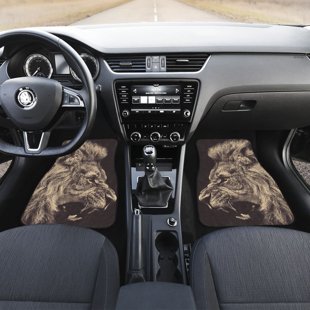 Powerful Angry White Lion Car Floor Mats Gift Ideas 212701 - YourCarButBetter