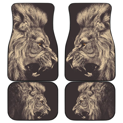 Powerful Angry White Lion Car Floor Mats Gift Ideas 212701 - YourCarButBetter