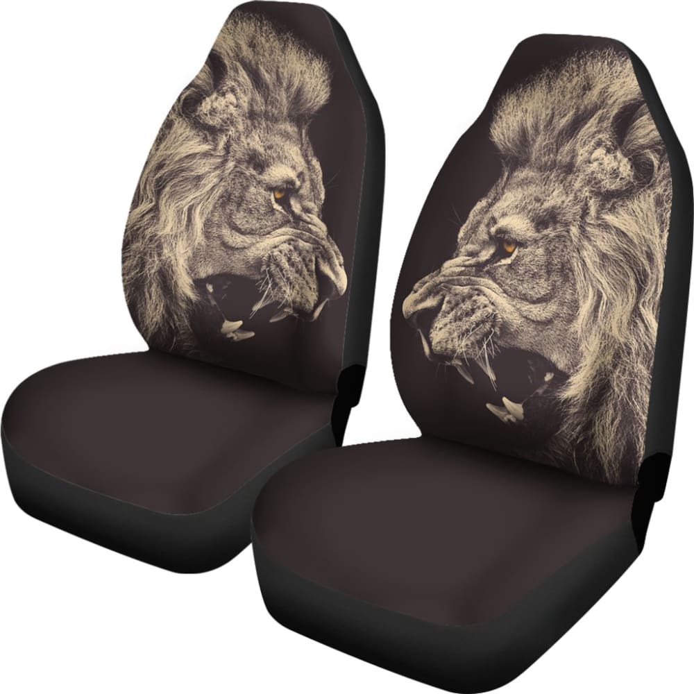 Powerful Angry White Lion Car Seat Covers Gift Ideas 212701 - YourCarButBetter