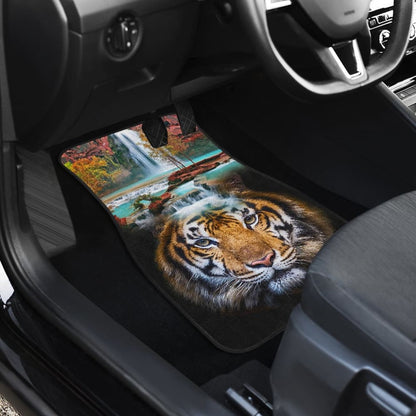 Powerful Brown Tiger with Amazing Waterfall Car Floor Mats 210102 - YourCarButBetter