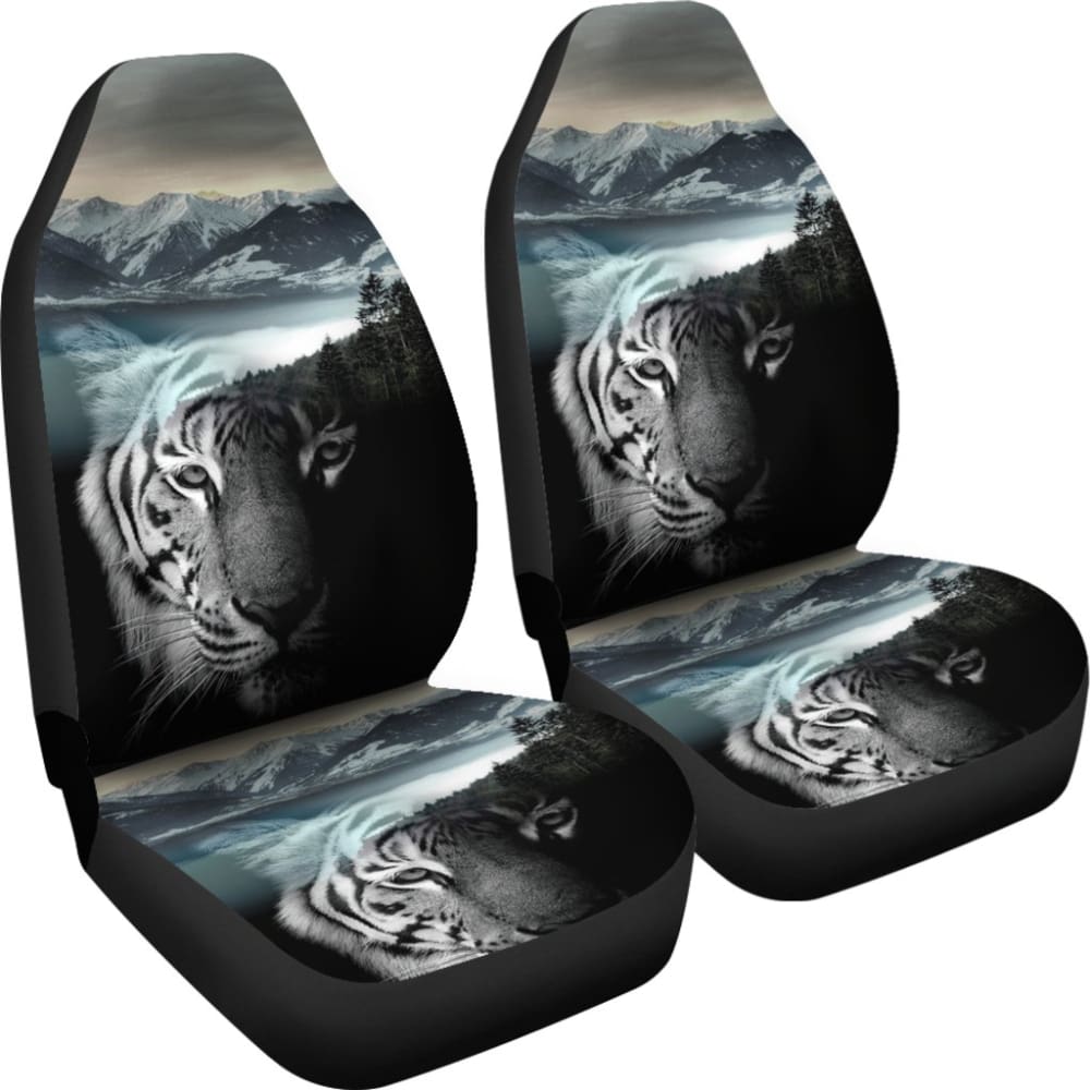 Powerful White Tiger with Amazing River Car Seat Covers 210102 - YourCarButBetter