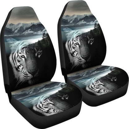 Powerful White Tiger with Amazing River Car Seat Covers 210102 - YourCarButBetter