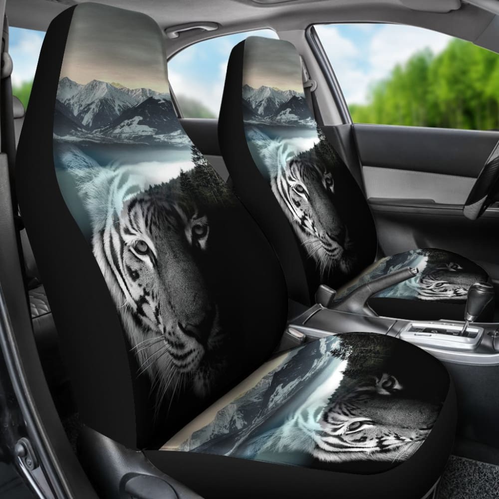 Powerful White Tiger with Amazing River Car Seat Covers 210102 - YourCarButBetter