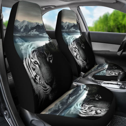 Powerful White Tiger with Amazing River Car Seat Covers 210102 - YourCarButBetter
