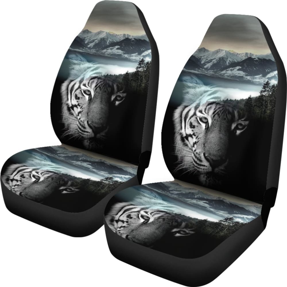 Powerful White Tiger with Amazing River Car Seat Covers 210102 - YourCarButBetter