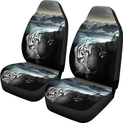 Powerful White Tiger with Amazing River Car Seat Covers 210102 - YourCarButBetter