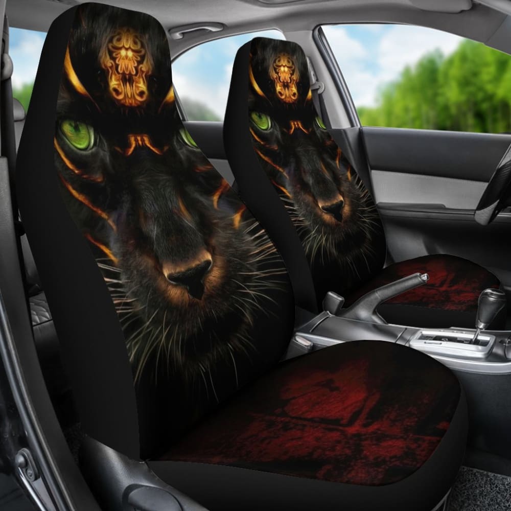 Premium Panther Awesome With Green Eyes Car Seat Covers 212601 - YourCarButBetter
