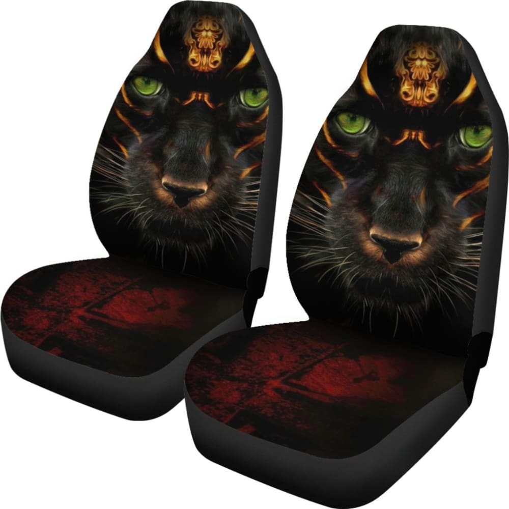 Premium Panther Awesome With Green Eyes Car Seat Covers 212601 - YourCarButBetter