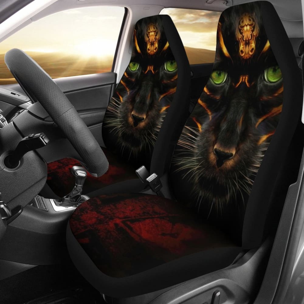 Premium Panther Awesome With Green Eyes Car Seat Covers 212601 - YourCarButBetter