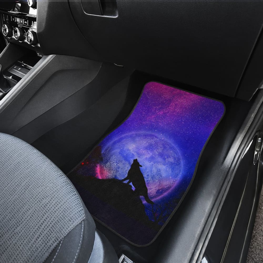 Pretty Galaxy Wolf Howling Universe Print Car Floor Mats 212003 - YourCarButBetter