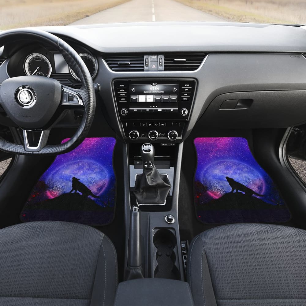 Pretty Galaxy Wolf Howling Universe Print Car Floor Mats 212003 - YourCarButBetter