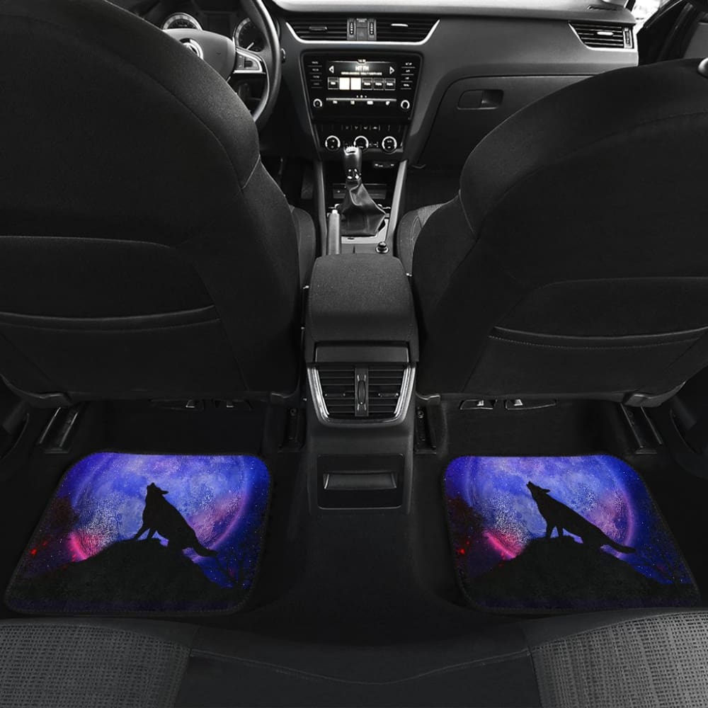 Pretty Galaxy Wolf Howling Universe Print Car Floor Mats 212003 - YourCarButBetter