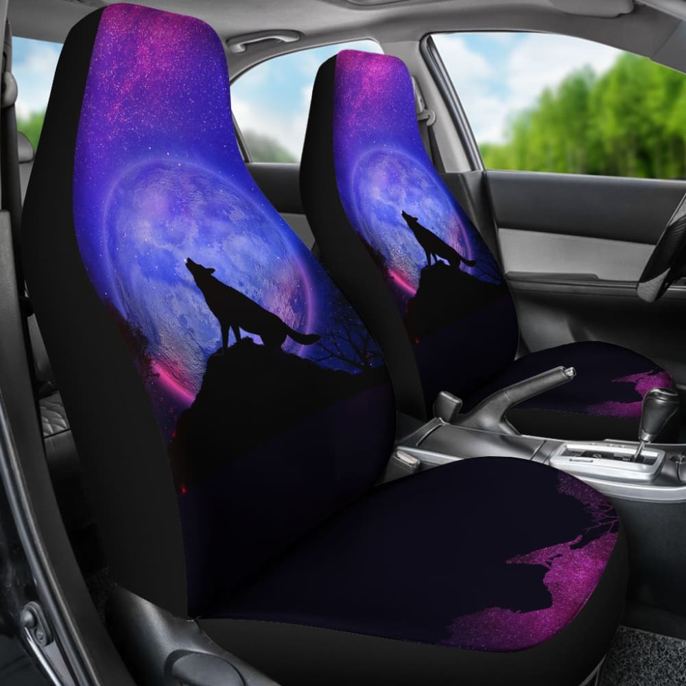 Pretty Galaxy Wolf Howling Universe Print Car Seat Covers 212003 - YourCarButBetter