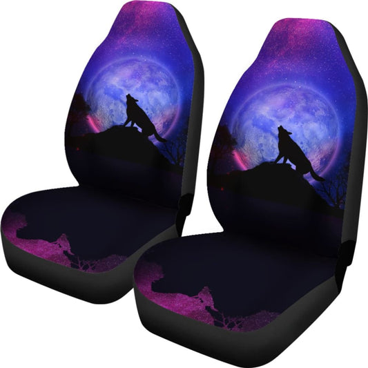 Pretty Galaxy Wolf Howling Universe Print Car Seat Covers 212003 - YourCarButBetter